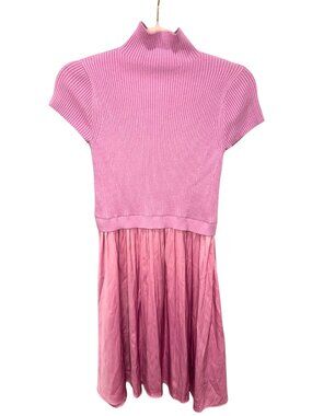 Anthropologie Thea Short-Sleeve Twofer Mini Dress Size S Pink Knit + Satin Skirt